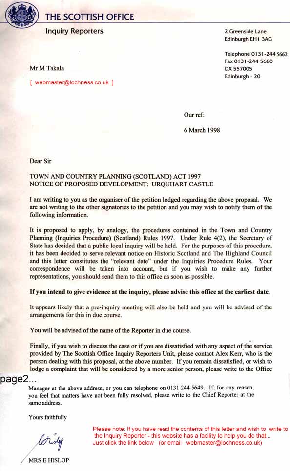 Letter from Scottish Office