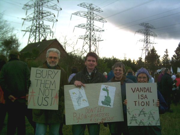 Nessie on the Net pylon protest marchers assemble!